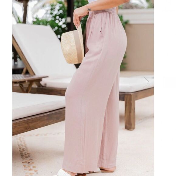 Pink Lily Mauve Smocked Waist Pants - Picture 2 of 8